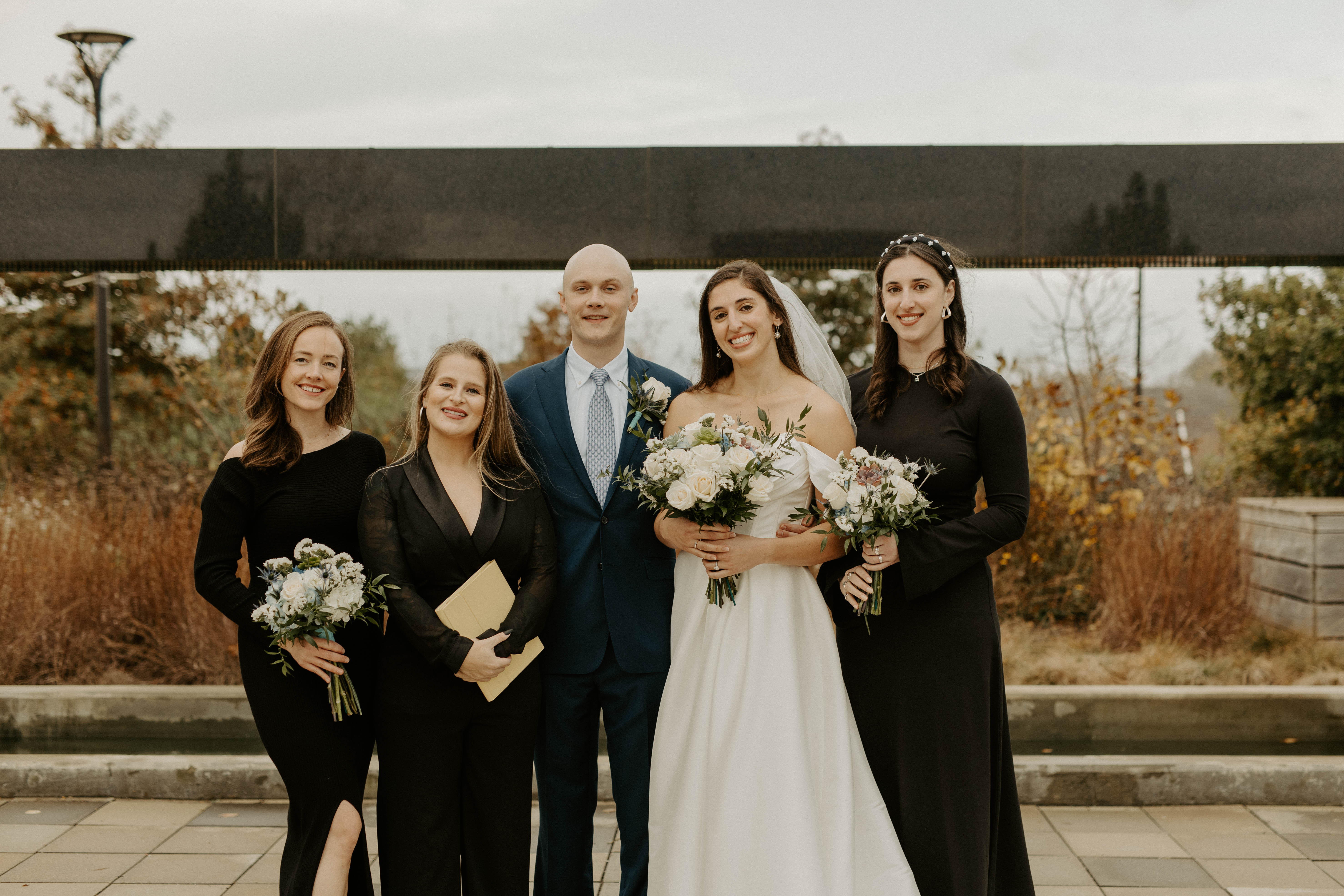 Newly married couple celebrating together